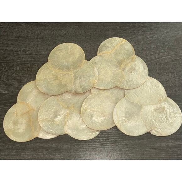 Kane Kutlery Genuine Shell Craft‎ 6 Shell Coasters Made In Philippines Cork Back - Picture 11 of 11